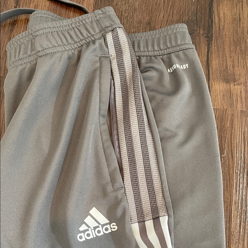 Adidas Kids Gray Joggers with -Size -L